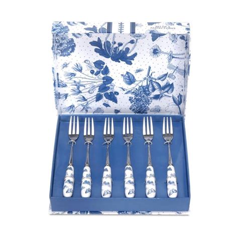 Portmeirion Botanic Blue Pastry Forks Set Of 6 Roseberryshop