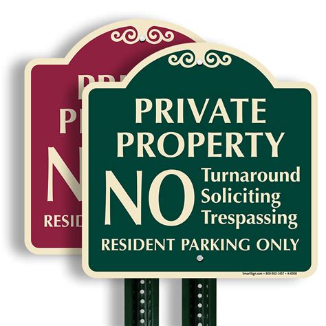 Designer Private Property Resident Parking Only Sign Sku K 6008