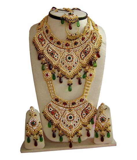 Narbh India Gold Plated Hand Made Wedding Bridal Jewelry Necklace Set