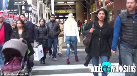 Model Leah Jung Walks Around NYC NAKED With Painted On Jeans Daily