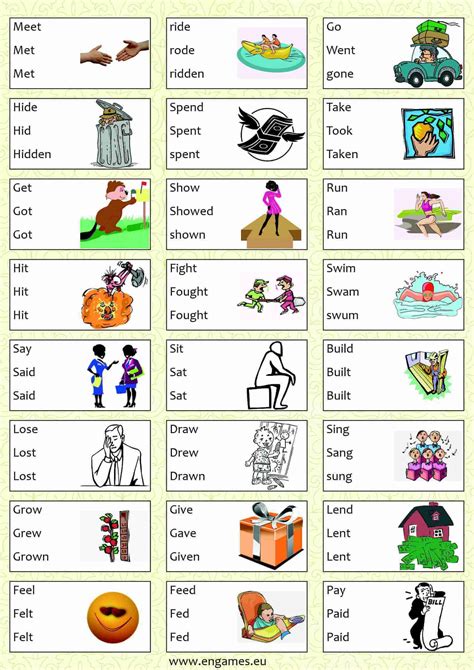 Irregular Verbs Past Simple Tense Games To Learn English