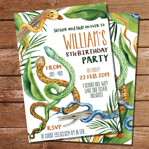Snake Party Birthday Invitation | Reptile Party | Snake party, Reptile party, Party themes for boys