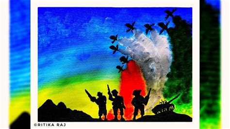 Indian Freedom Struggle Portrayed On Canvas Independence Day Acrylic