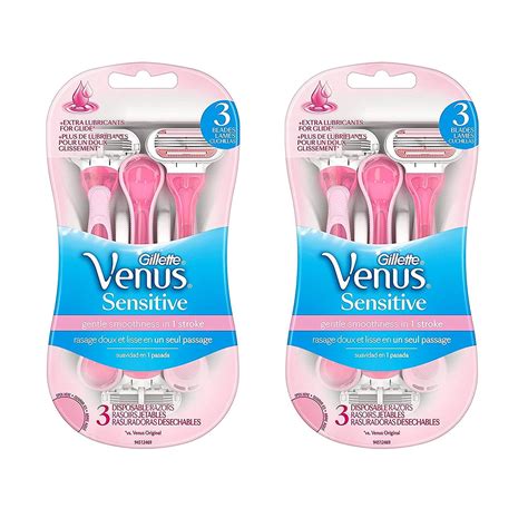 Gillette Venus Womens Disposable Razor Sensitive 3 Count Pack Of 2