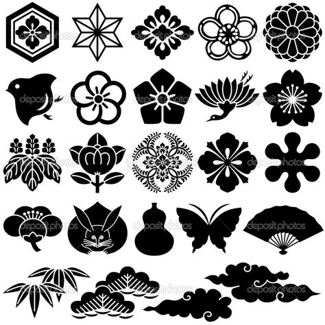 Japanese Design Patterns Japanese Traditional Icons Stock Vector