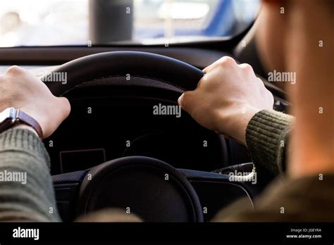 Close Up Of Man Driving Car Stock Photo Alamy