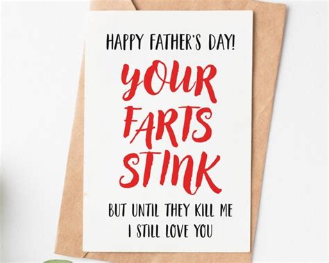 Happy Fathers Day Card Your Farts Stink Dad Greeting Card Etsy