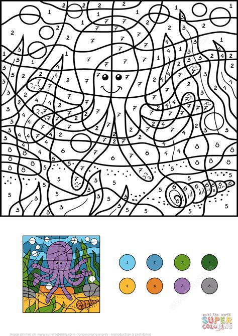 Our unique designs are interactive and fun for preschoolers and kinderrgartners. Funny Octopus Color by Number | Free Printable Coloring Pages