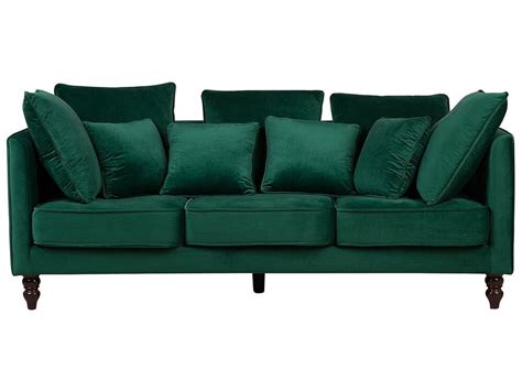 3 Seater Velvet Sofa Emerald Green Fenstad Uk