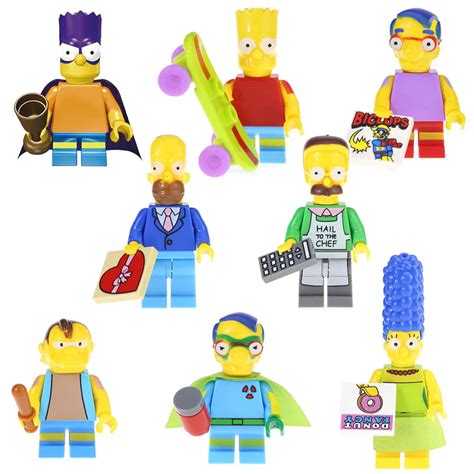 The Simpson Homer Jay Marge Bart Lisa Maggie Milhouse Mini Toy Figure Building Block Toy For