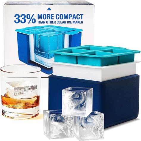 clear big ice cube maker silicone mold trays makes 4 large crystal ice cubes compact tray