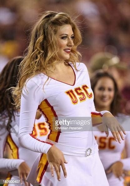Trojans Cheerleader Performs During The College Football Game Against