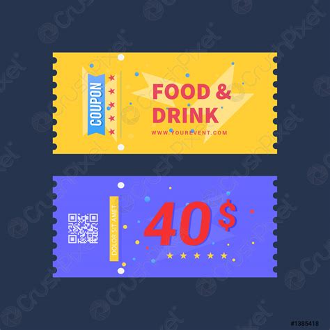 Food And Drink Coupon Ticket Graphics Design Vector Illustration