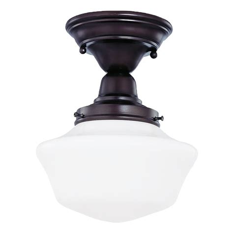 Shop beautiful milk glass pendant lights, chandeliers, ceiling & wall lights to coordinate with your individual style. 8-Inch Schoolhouse Ceiling Light in Bronze Finish | FBS ...