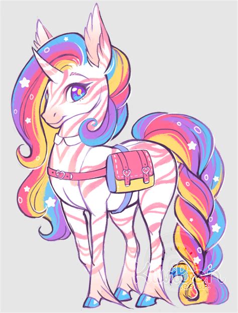 Rainbow Unicorn By Kiwibon Unicorn Drawing Unicorn Wallpaper Kawaii