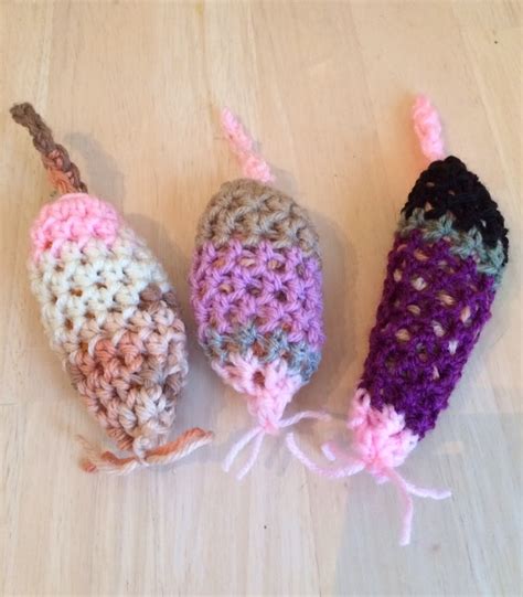 From 3 x 2 5/8 to 2 1/4 x 2 5/8 candy corn, cat, vampire, pumpkin. Crochet Crazy: Scrapbuster Crochet Cat Toys -- 20 Minutes ...