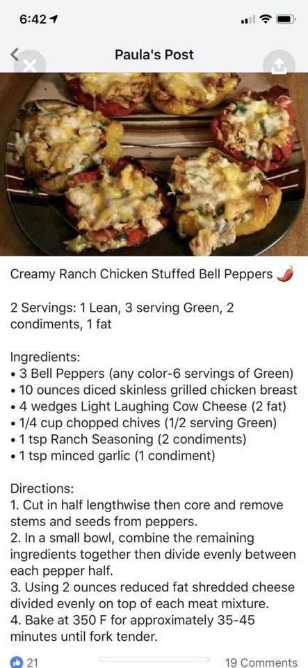 Scoop mix into each pepper. Creamy Ranch Chicken Stuffed Peppers in 2020 | Stuffed ...