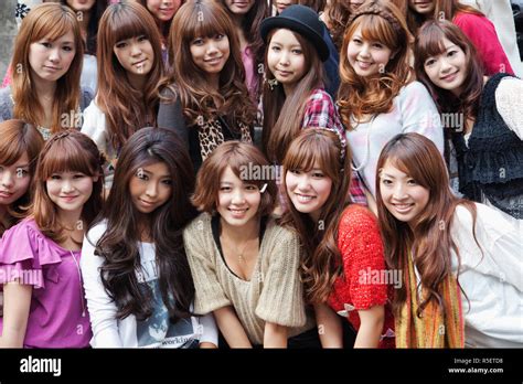 Japan Tokyo Harajuku Group Of Japanese Girls Stock Photo Alamy