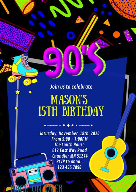 90s Party Invitation Template Free Printable Templates