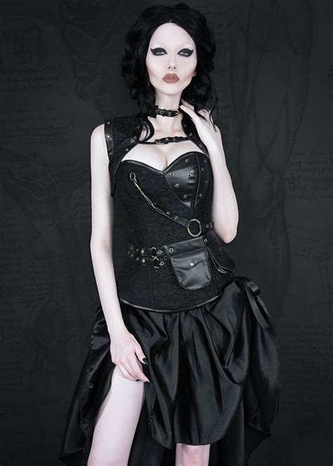 Black Gothic Steampunk High Low Party Dress D1017 D Roseblooming