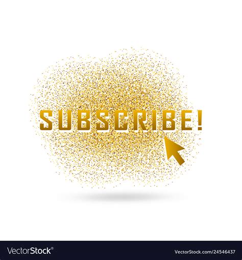 Gold Subscribe Button With Cursor In Golden Flat Vector Image