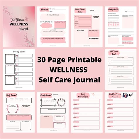 Self Care Journal Printable Wellness Journal Self Love Journal Self Care Planner Self Care