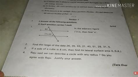 9th Class Maths Paper 2 Final Exam Question Paper Sa2 2019 Youtube