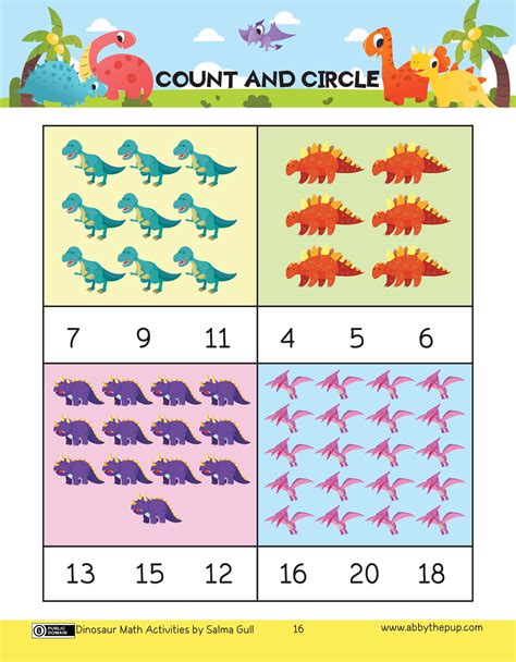 Count And Circle Dinosaurs Worksheet Free Printable Puzzle Games