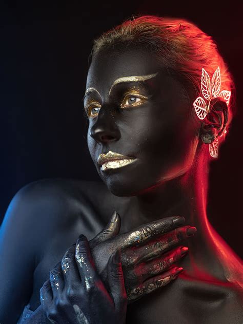 Body Painting Makeup Cosplay Portrait Dark Skin Afro Africa