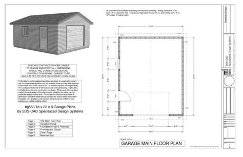 Download Free Sample Garage Plan G563 18 X 22 X 8 Garage Plans In Pdf