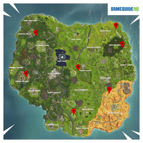 Fortnite Shooting Gallery Locations Map Season 6 Week 4 Challenge Gameguidehq