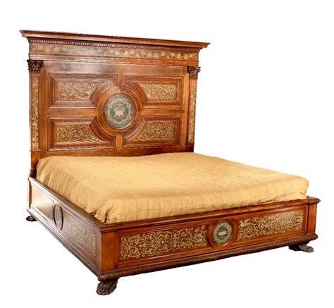 Phenomenal And Spectacular Italian Walnut Enormous Bed Bed Italian