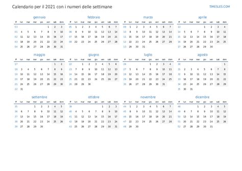 Calendario Per Il 2021 Con Settimane Stampa E Scarica Il Calendario