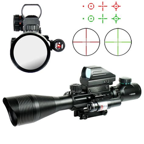 4 12x50 Tactical Rifle Scope Rg Mil Dot With Holographic Sight And Red