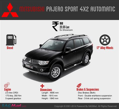 mitsubishi pajero sport 4×2 automatic specifications and price infographic sagmart