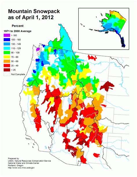 Mountain Snowpack Map Western Us Snow Level Map California