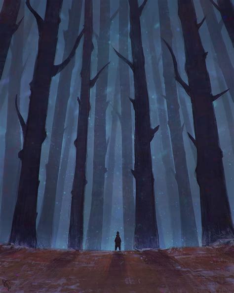 Trees Art Silhouette Forest Loneliness Mystical Mystic Hd Phone