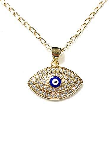 Amazon Com Lucky Evil Eye Pendant Necklace For Women Gold Filled Chain