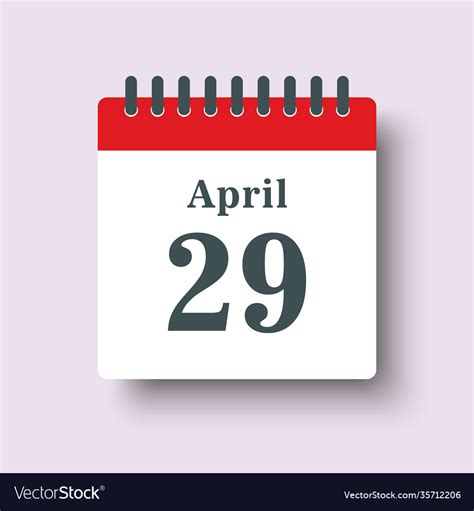 Icon Day Date 29 April Template Calendar Page Vector Image