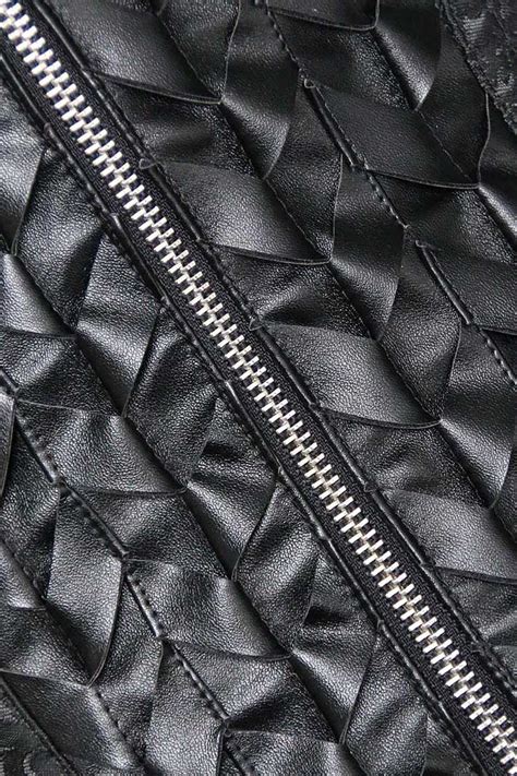 Punk Black Steel Bone Leather Weave Underbust Corsetandpant Set N12768