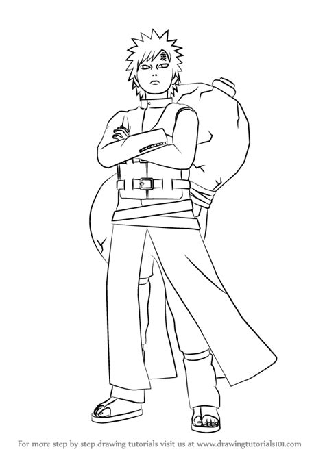 Learn How To Draw Gaara From Naruto Naruto Step By Step
