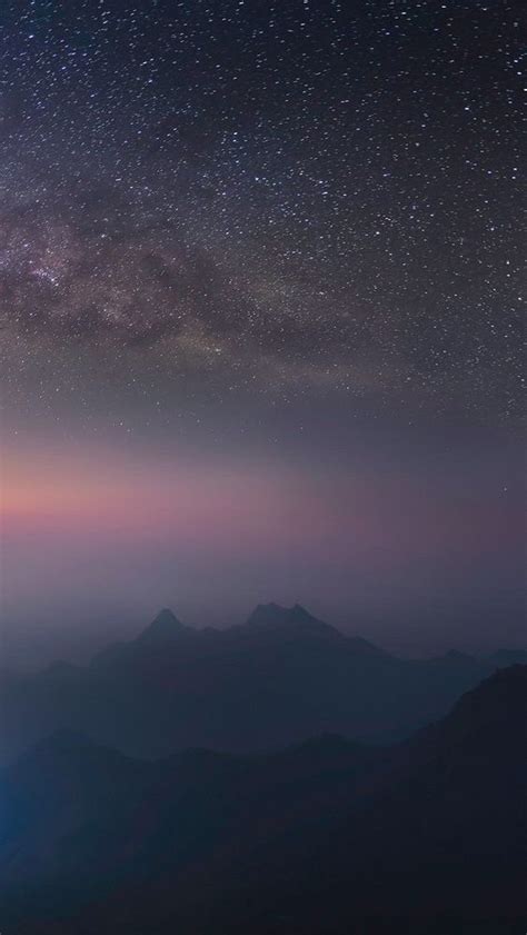 Starry Night Long Exposure Milky Way Galaxy View Iphone Wallpaper
