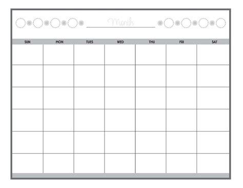 5 Day Monthly Calendar Printable