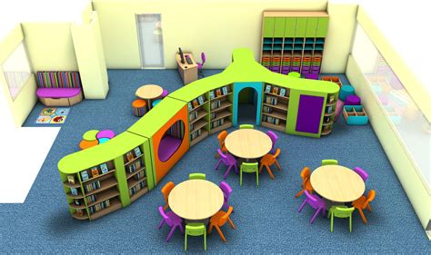 Bright And Colourful Primary School Library Design Kindergarten