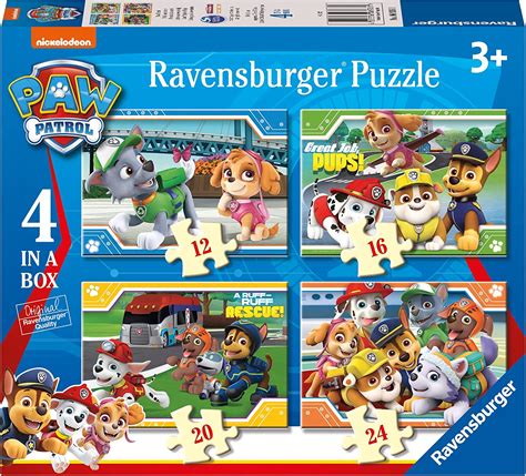Ravensburger Paw Patrol Puzzles Box Of 4 12 16 20 And 24 Pieces