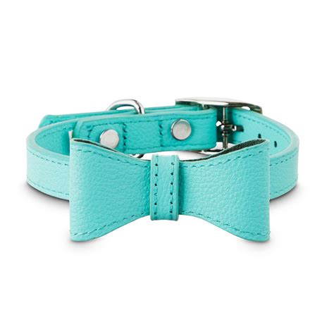 The Bond And Co Teal Leather Bow Tie Dog Collar Offers A Dapper Classic