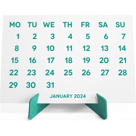 2024 Takvimi 2024 Masa Takvimi Yeşil Renk 2024 Calendar Fiyatı