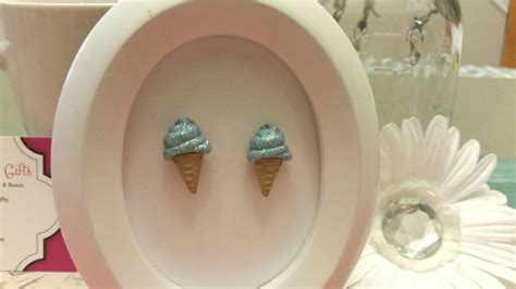 Glitter Ice Cream Cone Button Stud Earrings Etsy