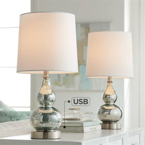 Buy 360 Lighting Castine Modern Accent Table Lamps Set Of 2 22 High With Usb Charging Port