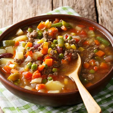 The liquid from a can of stewed tomatoes; This easy hamburger soup is loaded with ground beef and ...